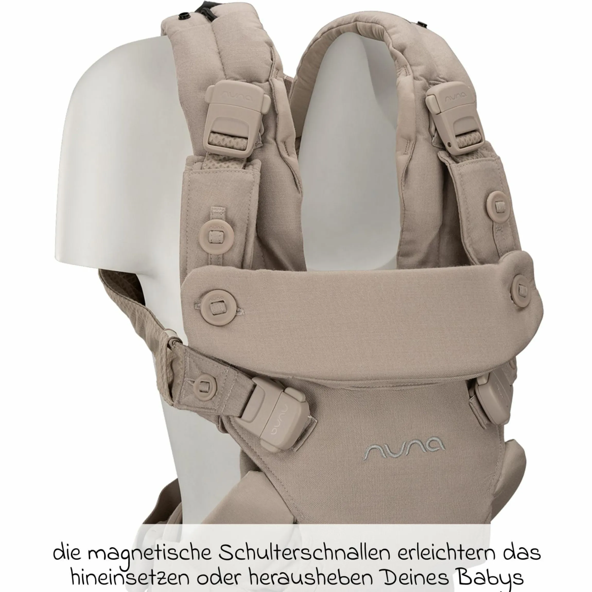 4in1 Babytrage CUDL Luxe für Neugeborene ab 3,5 kg bis 16 kg einsetzbar mit 4 Tragepositionen, Klickverschluss inkl. Zubehör - Quartz - Kollektion 2025