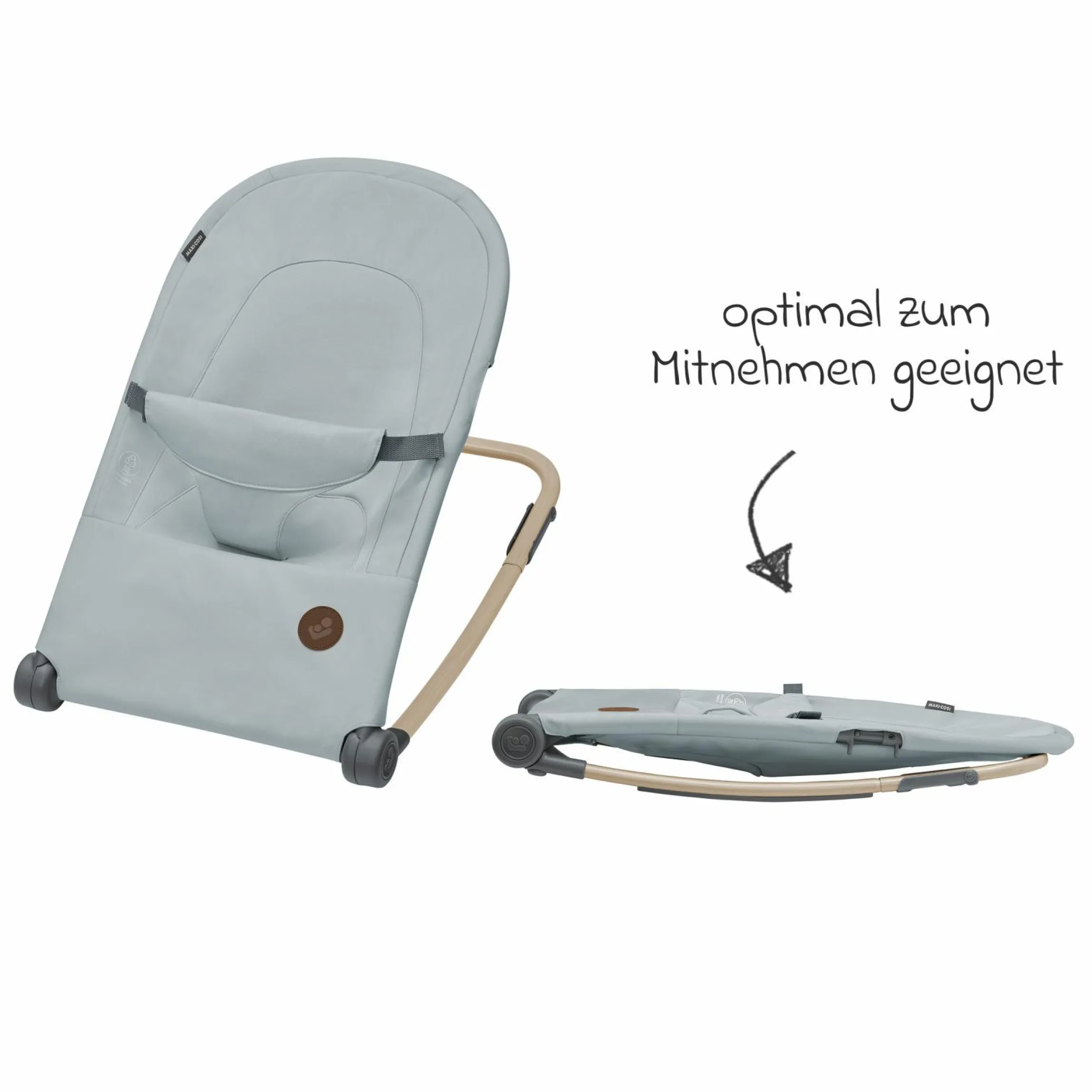 2in1 Babywippe Loa Beyond Eco Care ab Geburt - 6 Monate mit Wippfunktion - federleicht nur 2 kg - Grey - Kollektion 2025