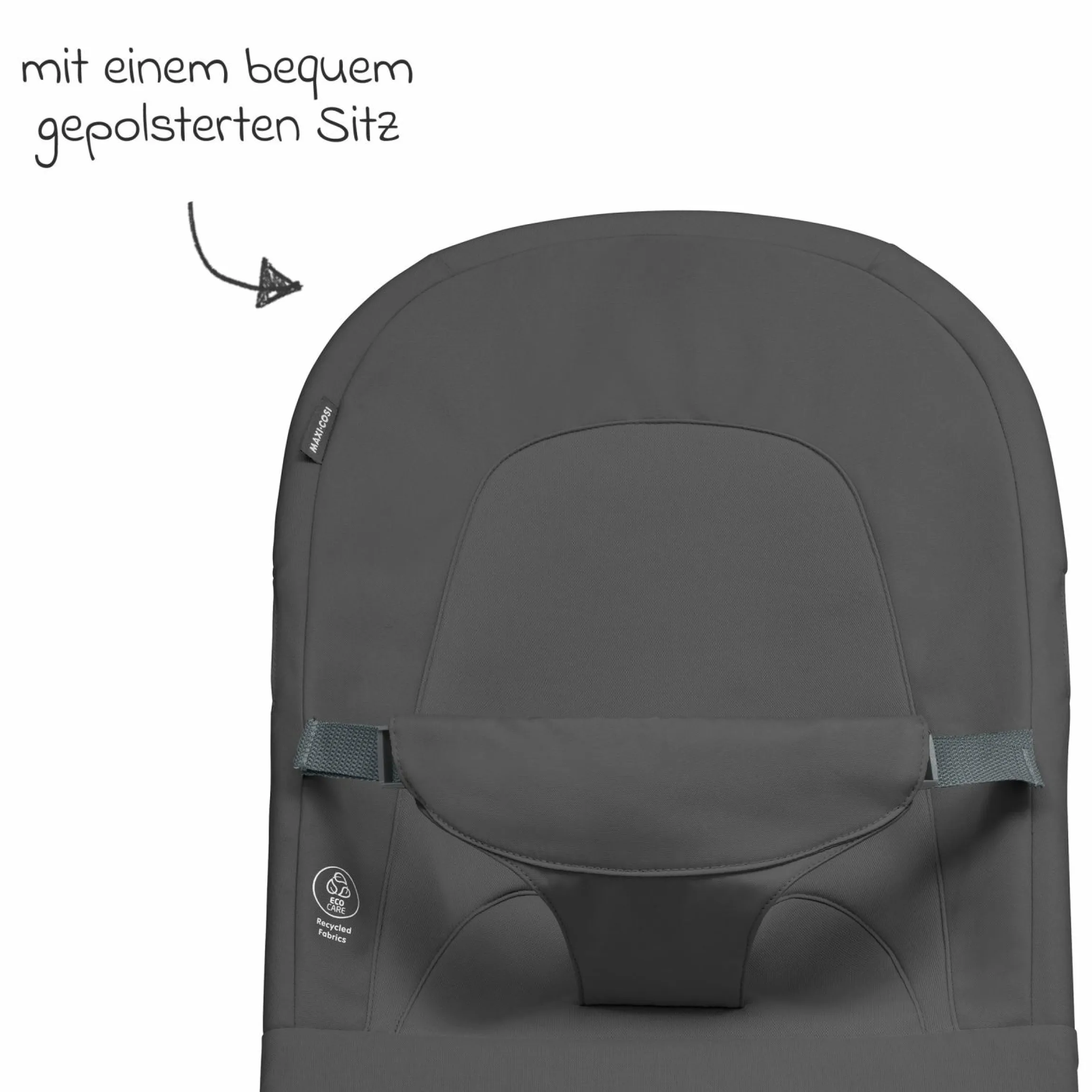 2in1 Babywippe Loa Beyond Eco Care ab Geburt - 6 Monate mit Wippfunktion - federleicht nur 2 kg - Graphite - Kollektion 2025