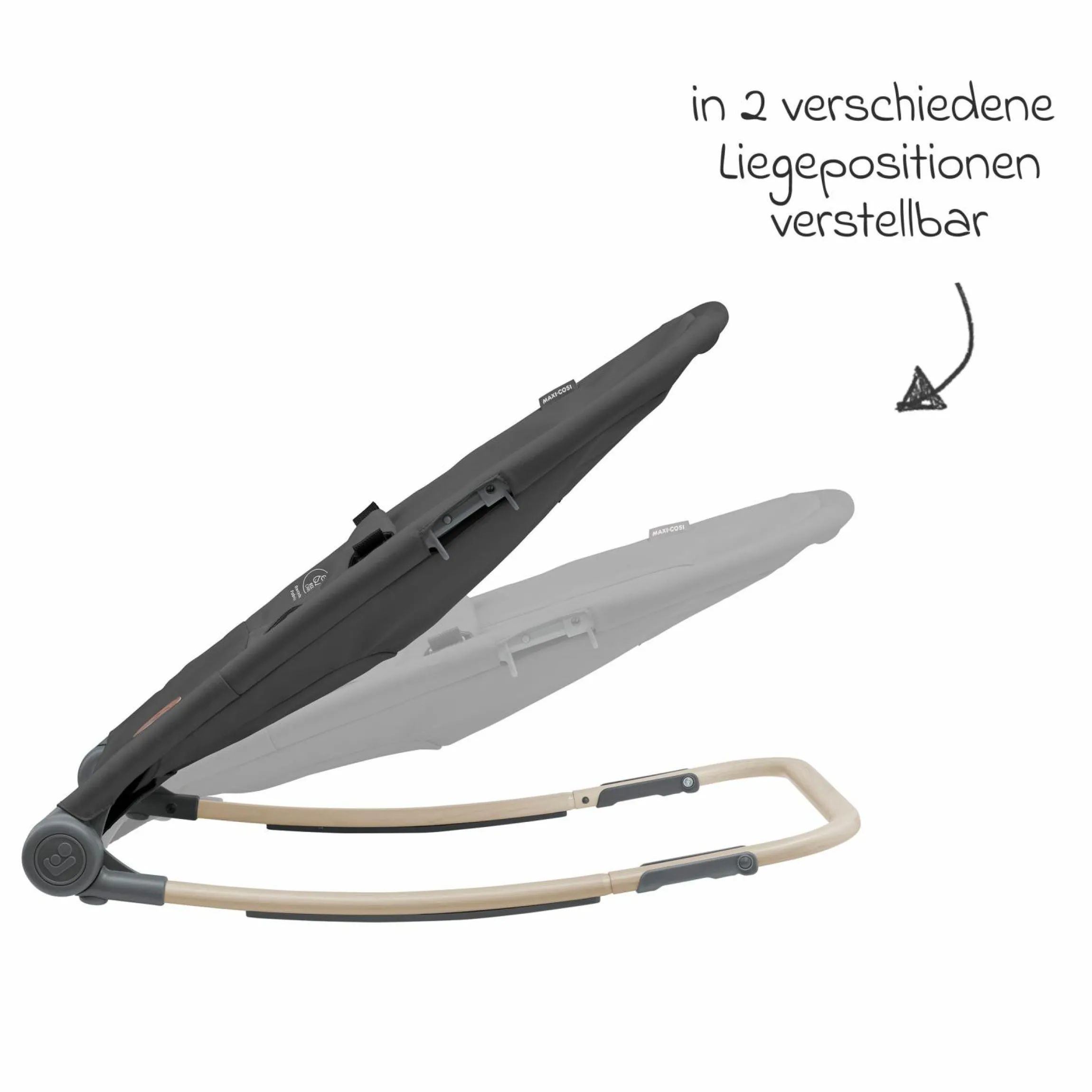 2in1 Babywippe Loa Beyond Eco Care ab Geburt - 6 Monate mit Wippfunktion - federleicht nur 2 kg - Graphite - Kollektion 2025