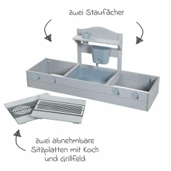 2in1 Balkonsandkasten mit Matschküchen-Funktion - Grau - Kollektion 2025