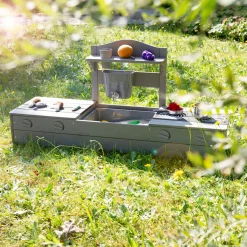 2in1 Balkonsandkasten mit Matschküchen-Funktion - Grau - Kollektion 2025
