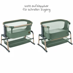 2-in-1 Beistellbett Iora Air mit Schaukelfunktion, atmungsaktive Stoffe, klappbar, inkl. Matratze & Reisetasche - Beyond Green - Kollektion 2025