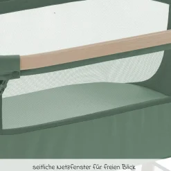 2-in-1 Beistellbett Iora Air mit Schaukelfunktion, atmungsaktive Stoffe, klappbar, inkl. Matratze & Reisetasche - Beyond Green - Kollektion 2025