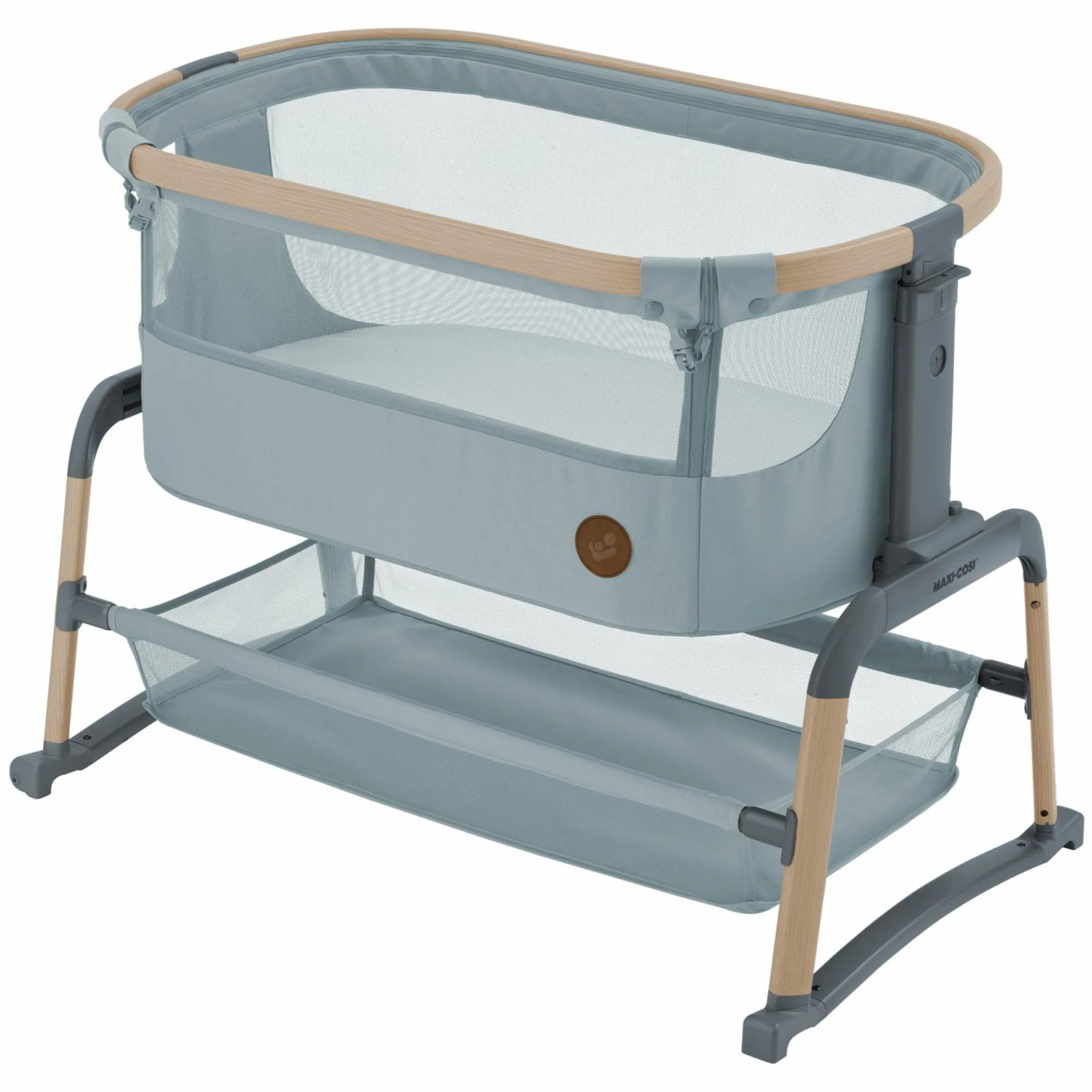 2-in-1 Beistellbett Iora Air mit Schaukelfunktion, atmungsaktive Stoffe, klappbar, inkl. Matratze & Reisetasche - Beyond Grey - Kollektion 2025
