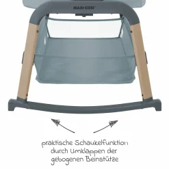 2-in-1 Beistellbett Iora Air mit Schaukelfunktion, atmungsaktive Stoffe, klappbar, inkl. Matratze & Reisetasche - Beyond Grey - Kollektion 2025