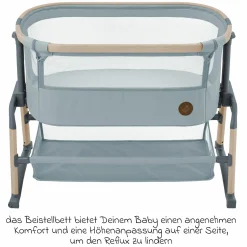 2-in-1 Beistellbett Iora Air mit Schaukelfunktion, atmungsaktive Stoffe, klappbar, inkl. Matratze & Reisetasche - Beyond Grey - Kollektion 2025
