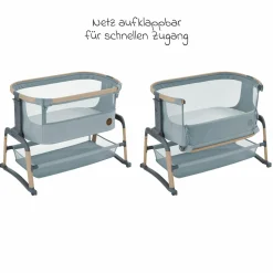 2-in-1 Beistellbett Iora Air mit Schaukelfunktion, atmungsaktive Stoffe, klappbar, inkl. Matratze & Reisetasche - Beyond Grey - Kollektion 2025