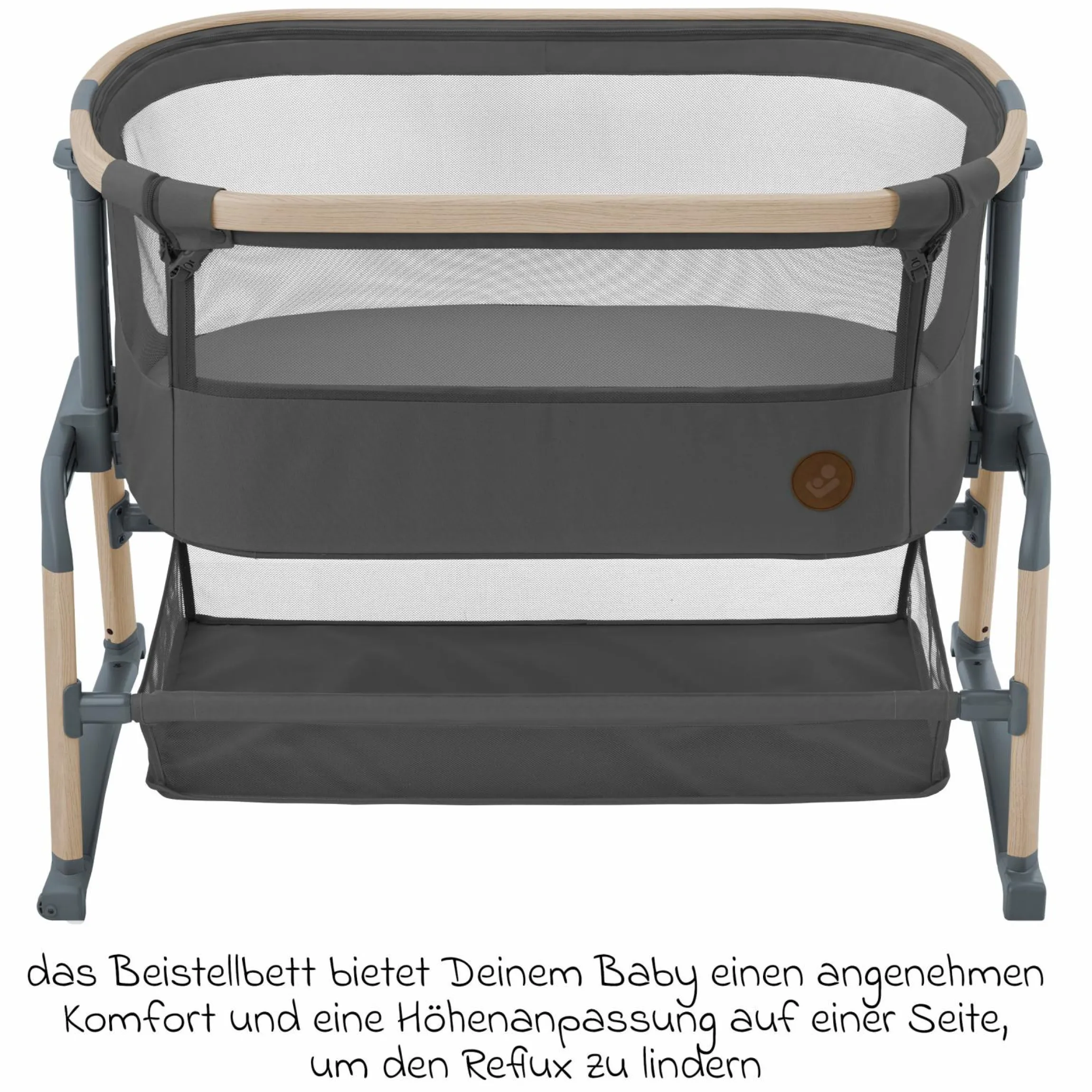 2-in-1 Beistellbett Iora Air mit Schaukelfunktion, atmungsaktive Stoffe, klappbar, inkl. Matratze & Reisetasche - Beyond Graphite - Kollektion 2025