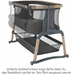 2-in-1 Beistellbett Iora Air mit Schaukelfunktion, atmungsaktive Stoffe, klappbar, inkl. Matratze & Reisetasche - Beyond Graphite - Kollektion 2025