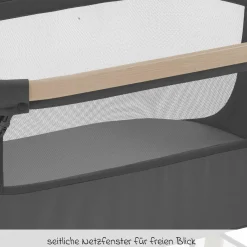 2-in-1 Beistellbett Iora Air mit Schaukelfunktion, atmungsaktive Stoffe, klappbar, inkl. Matratze & Reisetasche - Beyond Graphite - Kollektion 2025