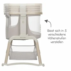 2-in-1 Beistellbett Iora Air mit Schaukelfunktion, atmungsaktive Stoffe, klappbar, inkl. Matratze & Reisetasche - Classic Beige Eco FR - Kollektion 2025