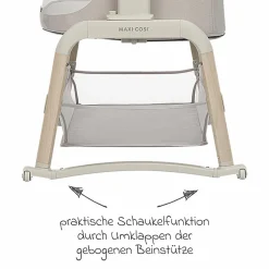 2-in-1 Beistellbett Iora Air mit Schaukelfunktion, atmungsaktive Stoffe, klappbar, inkl. Matratze & Reisetasche - Classic Beige Eco FR - Kollektion 2025