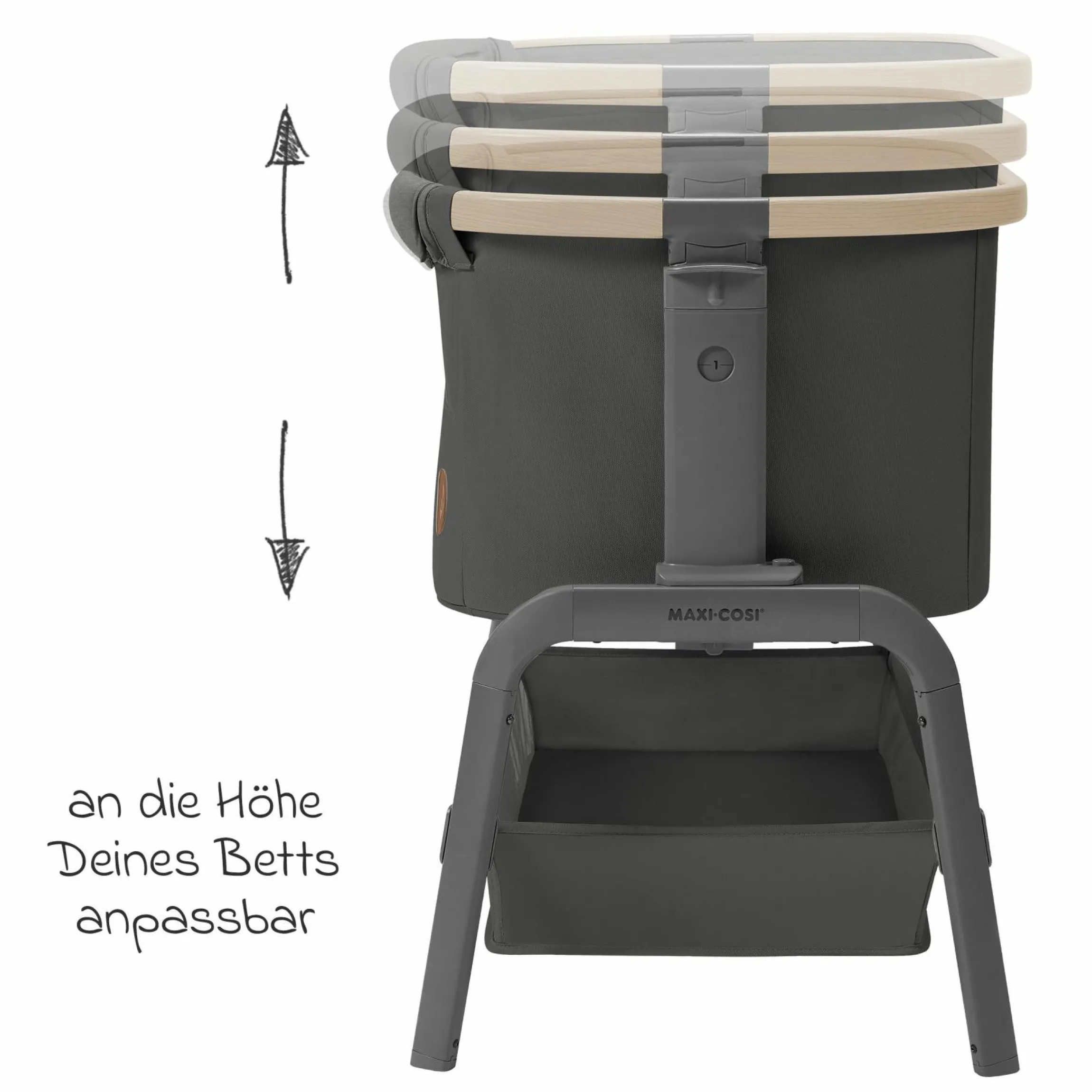 2-in-1 Beistellbett Iora klappbar, inkl. Matratze & Reisetasche - Beyound - Graphite Eco - Kollektion 2025