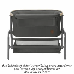 2-in-1 Beistellbett Iora klappbar, inkl. Matratze & Reisetasche - Beyound - Graphite Eco - Kollektion 2025