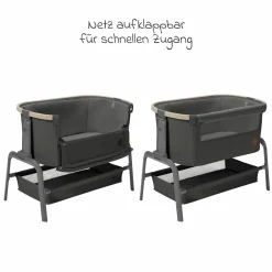 2-in-1 Beistellbett Iora klappbar, inkl. Matratze & Reisetasche - Beyound - Graphite Eco - Kollektion 2025