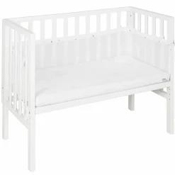 2in1 Beistellbett mit Canvas-Barriere, Nestchen + safe asleep Matratze mit 90 x 45 cm 47 x 99,5 cm - Sternenzauber - Grau - Kollektion 2024