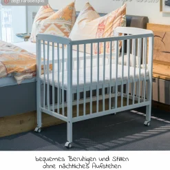 2in1 Beistellbett, Stubenbett Nino (auch für Boxspringbetten geeignet) - Weiß