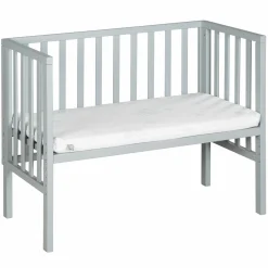 2in1 Beistellbett und Bank mit Canvas-Barriere + Matratze mit 90 x 45 cm - 47 x 99,5 cm - Taupe