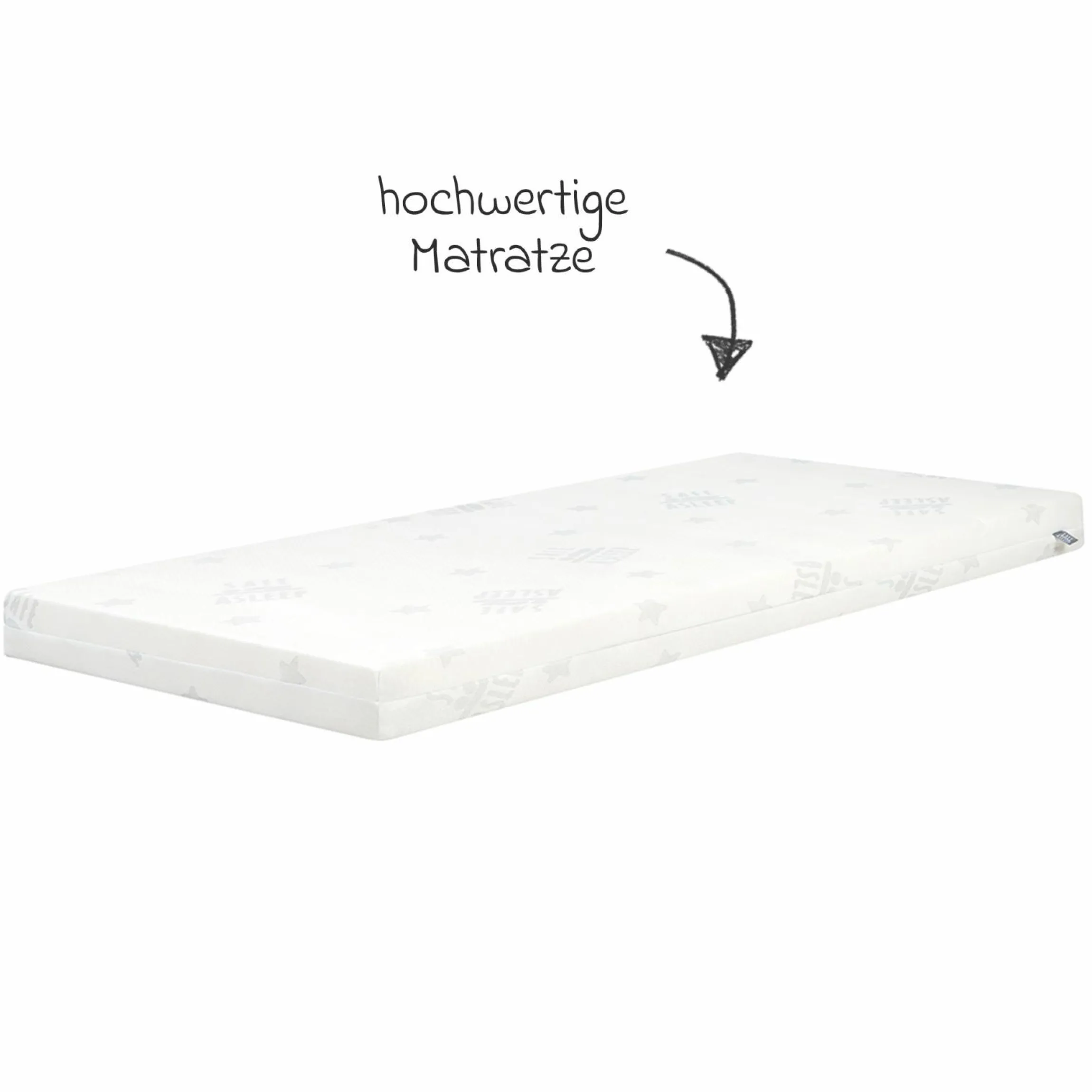 2in1 Beistellbett und Bank mit Canvas-Barriere + Matratze mit 90 x 45 cm - 47 x 99,5 cm - Taupe