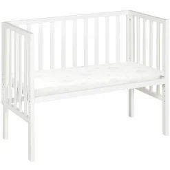 2in1 Beistellbett und Bank mit Canvas-Barriere + Matratze mit 90 x 45 cm - 47 x 99,5 cm - Weiß