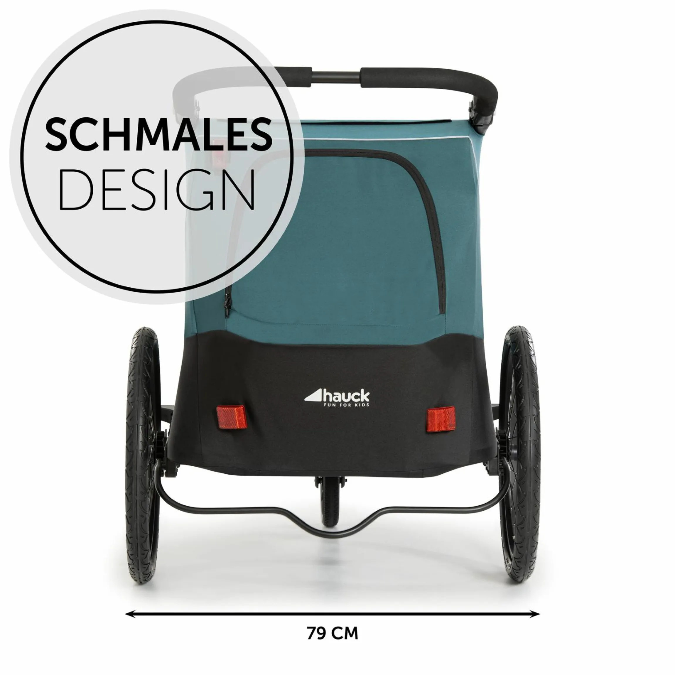 2in1 Fahrradanhänger Dryk Duo für 2 Kinder (bis 44 kg) - Bike Trailer & City Buggy - inkl. GRATIS Schutzpaket - Ocean Green
