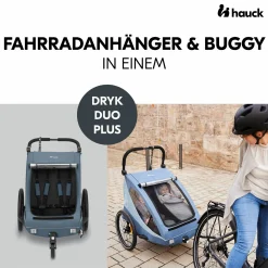 2in1 Fahrradanhänger Dryk Duo Plus für 2 Kinder (bis 44 kg) - Bike Trailer & City Buggy - Dark Blue