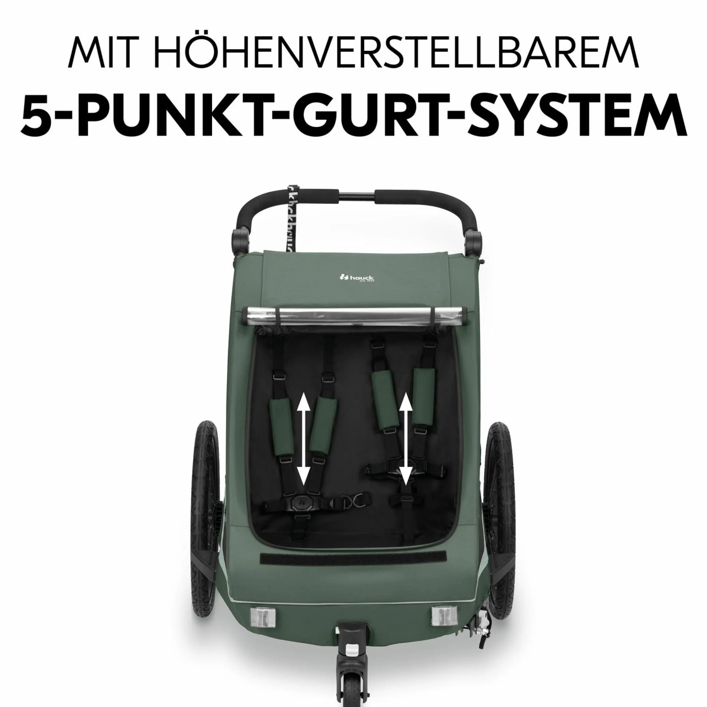 2in1 Fahrradanhänger Dryk Duo Plus für 2 Kinder (bis 44 kg) - Bike Trailer & City Buggy - Dark Green