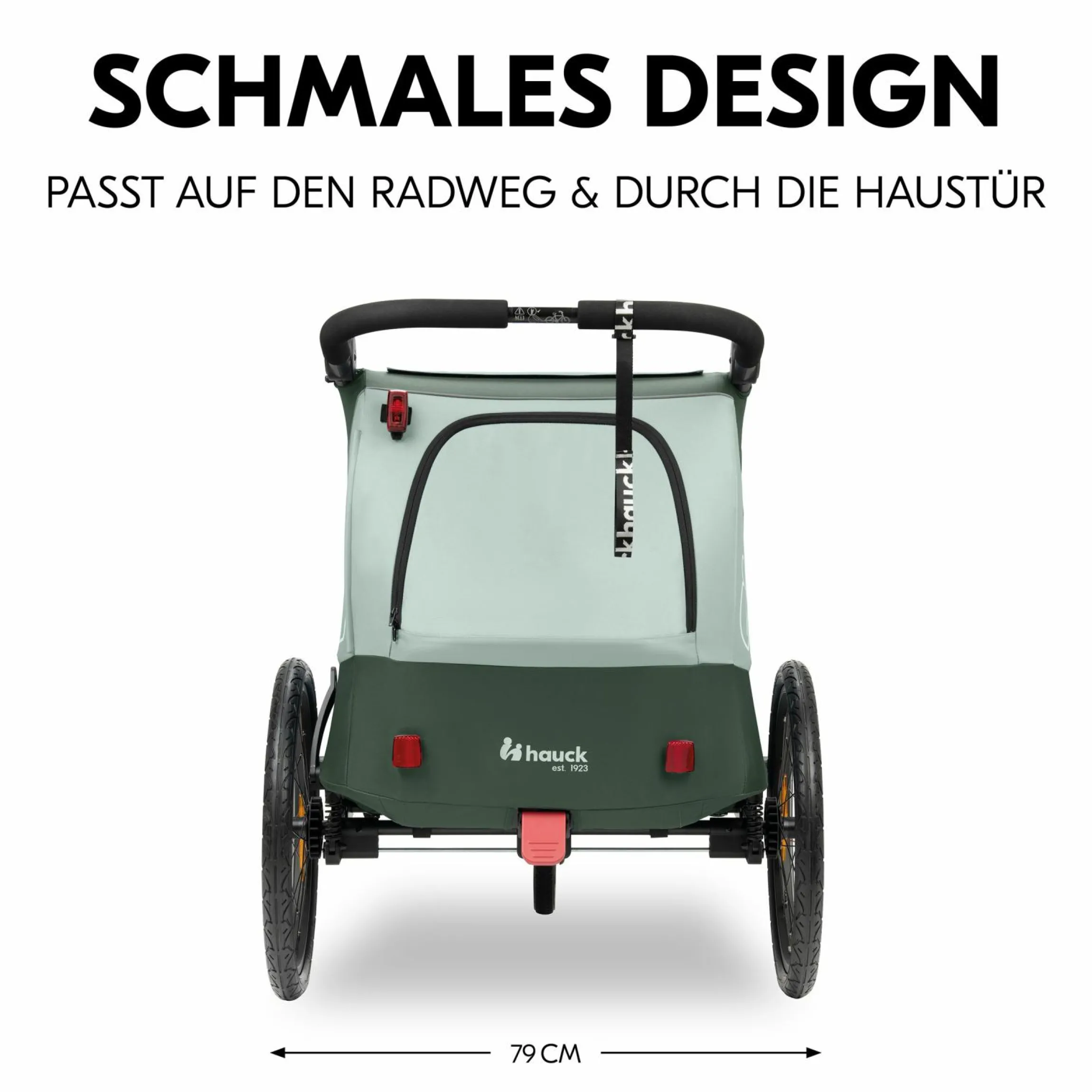 2in1 Fahrradanhänger Dryk Duo Plus für 2 Kinder (bis 44 kg) - Bike Trailer & City Buggy - Dark Green