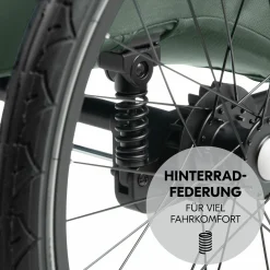 2in1 Fahrradanhänger Dryk Duo Plus für 2 Kinder (bis 44 kg) - Bike Trailer & City Buggy - inkl. GRATIS Schutzpaket - Dark Green