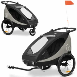 2in1 Fahrradanhänger Dryk Duo Plus für 2 Kinder (bis 44 kg) - Bike Trailer & City Buggy - Black