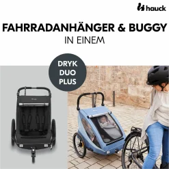 2in1 Fahrradanhänger Dryk Duo Plus für 2 Kinder (bis 44 kg) - Bike Trailer & City Buggy - Black