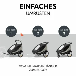2in1 Fahrradanhänger Dryk Duo Plus für 2 Kinder (bis 44 kg) - Bike Trailer & City Buggy - Black