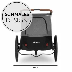 2in1 Fahrradanhänger Dryk Duo für 2 Kinder (bis 44 kg) - Bike Trailer & City Buggy - inkl. GRATIS Schutzpaket - Melange Grey