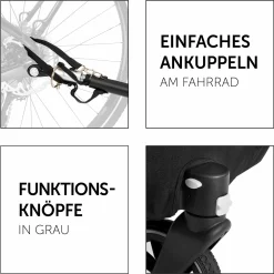 2in1 Fahrradanhänger Dryk Duo für 2 Kinder (bis 44 kg) - Bike Trailer & City Buggy - inkl. GRATIS Schutzpaket - Melange Grey