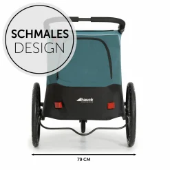 2in1 Fahrradanhänger Sparset Dryk Duo - für 2 Kinder (bis 44 kg) - Bike Trailer & City Buggy - inkl. Babysitz Lounger & Schutzpaket - Ocean Green