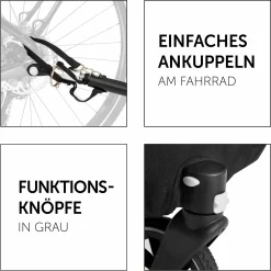 2in1 Fahrradanhänger Sparset Dryk Duo - für 2 Kinder (bis 44 kg) - Bike Trailer & City Buggy - inkl. Babysitz Lounger & Schutzpaket - Melange Grey