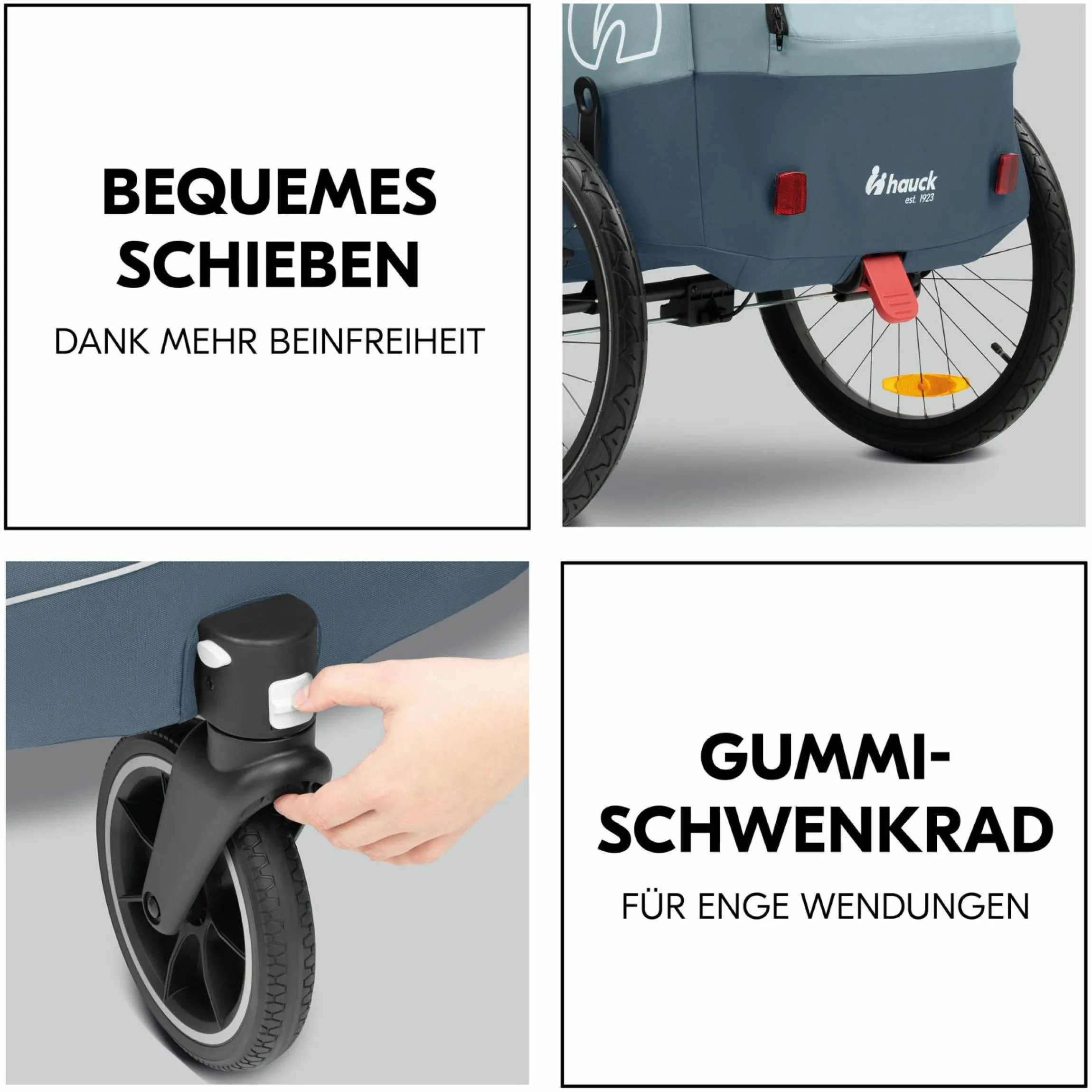 2in1 Fahrradanhänger Sparset Dryk Duo Plus - für 2 Kinder (bis 44 kg) - Bike Trailer & City Buggy - inkl. Babysitz Lounger & Schutzpaket - Dark Blue