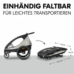 2in1 Fahrradanhänger Sparset Dryk Duo Plus - für 2 Kinder (bis 44 kg) - Bike Trailer & City Buggy - inkl. Babysitz Lounger & Schutzpaket - Black