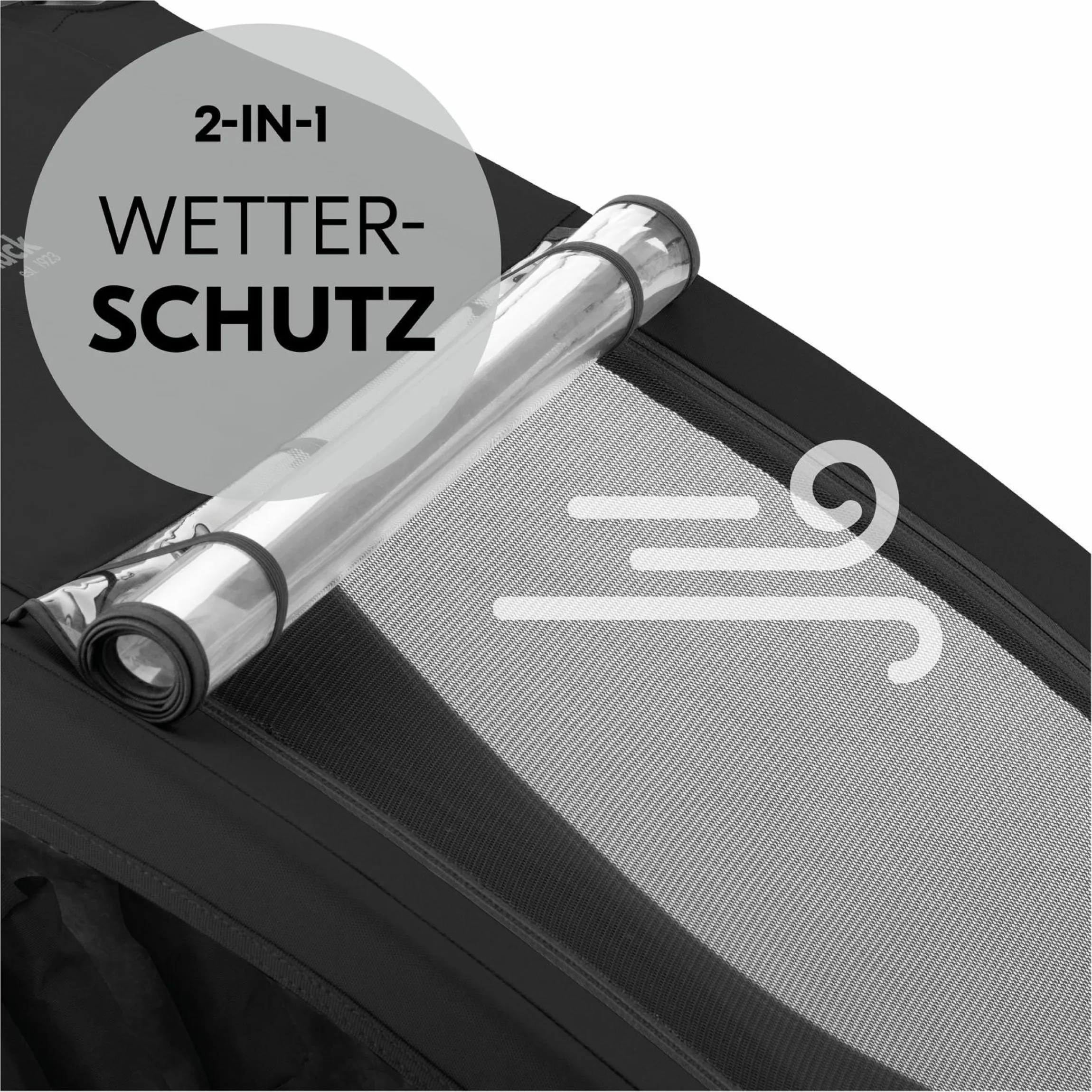 2in1 Fahrradanhänger Sparset Dryk Duo Plus - für 2 Kinder (bis 44 kg) - Bike Trailer & City Buggy - inkl. Babysitz Lounger & Schutzpaket - Black