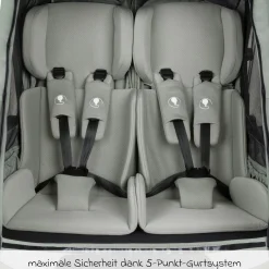 3in1 Fahrradanhänger und Kinderwagen Tour für 2 Kinder mit Bremssystem, Komfortsitze, Verdeck mit Moskitonetz, Regenschutz & Sonnenschutz (bis 49 kg) - Olive - Kollektion 2025