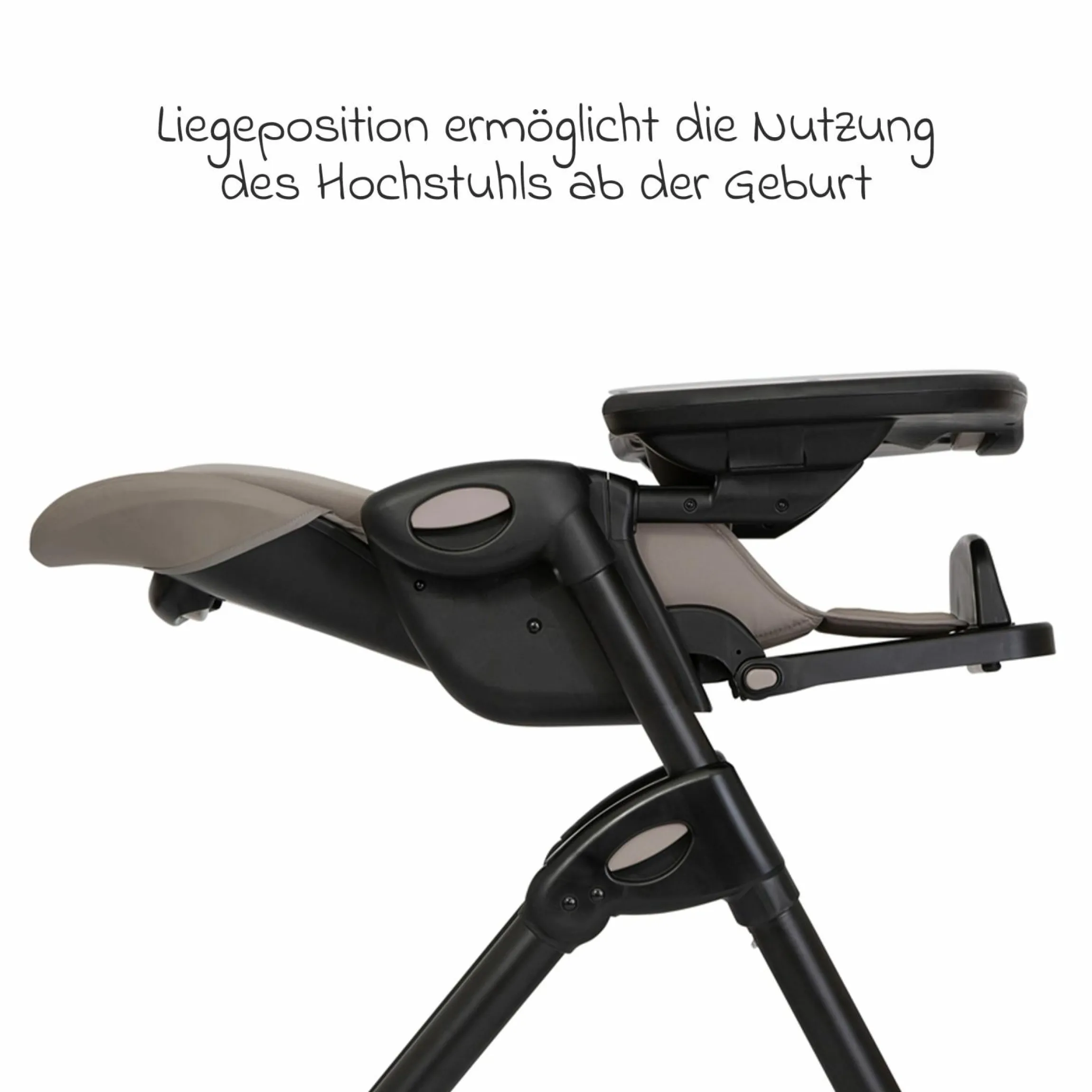 2in1 Hochstuhl Mimzy Recline Wippe und Hochstuhl in einem ab Geburt nutzbar mit Liegeposition - Hazelnut - Kollektion 2025