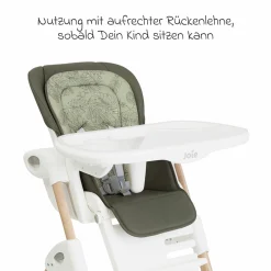 2in1 Hochstuhl Mimzy Recline Wippe und Hochstuhl in einem ab Geburt nutzbar mit Liegeposition - Palms Wood - Kollektion 2025