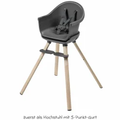 4-in-1 Hochstuhl Moa ab 6 Monate - 5 Jahre Hochstuhl, Sitzerhöhung, Tisch & Stuhl - Beyond Graphite2 Eco - Kollektion 2025