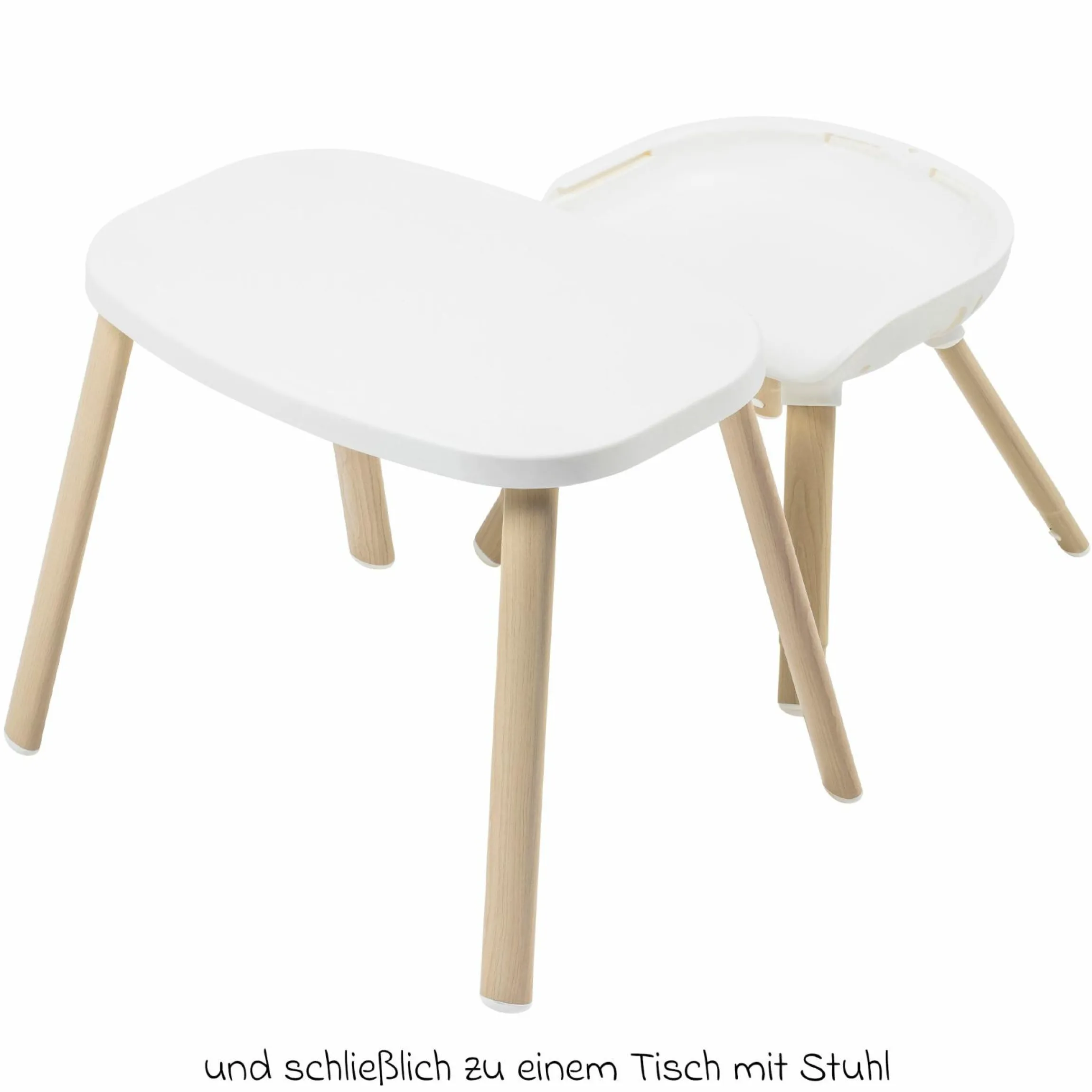 4-in-1 Hochstuhl Moa ab 6 Monate - 5 Jahre Hochstuhl, Sitzerhöhung, Tisch & Stuhl - Beyond White2 Eco - Kollektion 2025