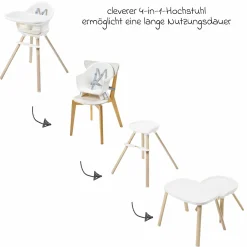 4-in-1 Hochstuhl Moa ab 6 Monate - 5 Jahre Hochstuhl, Sitzerhöhung, Tisch & Stuhl - Beyond White2 Eco - Kollektion 2025