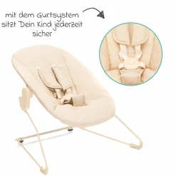 3in1 Hochstuhl-Set Pia Swing ab Geburt bis 85 kg mit Neugeborenenaufsatz, 5-Punkt-Gurt, abnehmbarem Essbrett mit Getränkehalter - Natur