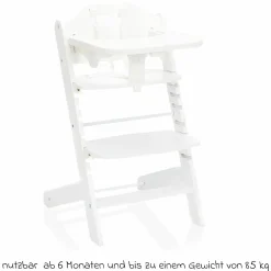 3in1 Hochstuhl-Set Pia Swing ab Geburt bis 85 kg mit Neugeborenenaufsatz, 5-Punkt-Gurt, abnehmbarem Essbrett mit Getränkehalter - Weiß