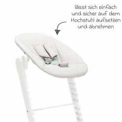3in1 Hochstuhl-Set Pia Swing ab Geburt bis 85 kg mit Neugeborenenaufsatz, 5-Punkt-Gurt, abnehmbarem Essbrett mit Getränkehalter - Weiß