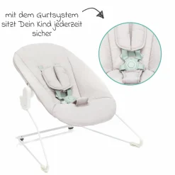3in1 Hochstuhl-Set Pia Swing ab Geburt bis 85 kg mit Neugeborenenaufsatz, 5-Punkt-Gurt, abnehmbarem Essbrett mit Getränkehalter - Weiß